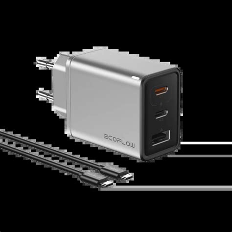 Ecoflow 65W GaN Wall Charger 2 x USB C 1 x USB A with 100W Cable